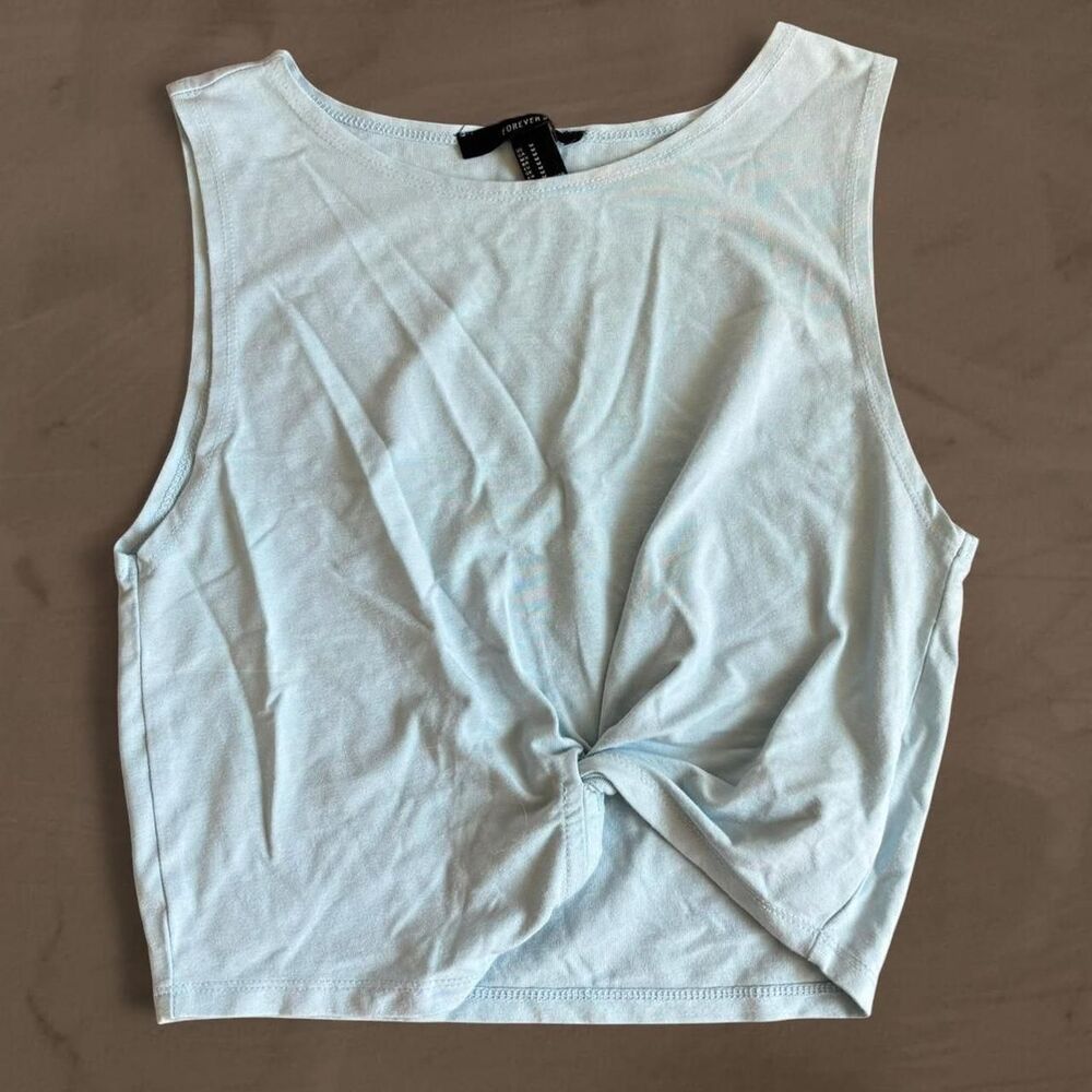 Forever 21 light blue tank top with knot size medium